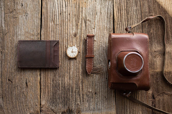 Sestao Leather Minimalist Money Clip Wallet -Walnut Brown - Aaron Leather Goods