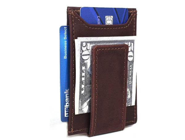 Sestao Leather Minimalist Money Clip Wallet -Walnut Brown - Aaron Leather Goods