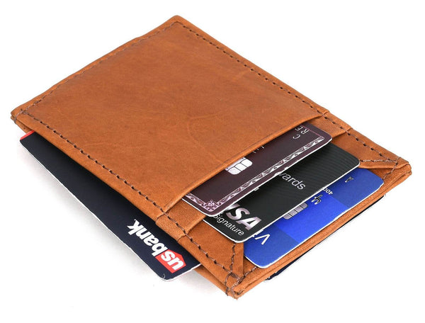 Sestao Leather Minimalist Money Clip Wallet -Chestnut - Aaron Leather Goods