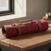 Malaga Canvas Knife Roll - Carmine - Aaron Leather Goods