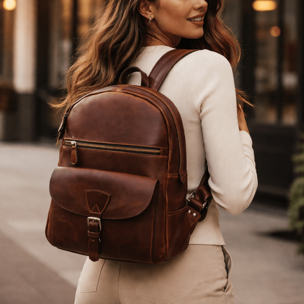Marseille Leather Backpack – Walnut Brown