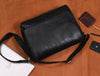 Savona Leather Messenger Bag - Raven Black - Aaron Leather Goods