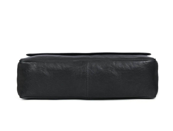 Savona Leather Messenger Bag - Raven Black - Aaron Leather Goods