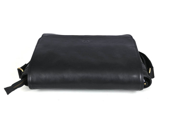 Savona Leather Messenger Bag - Raven Black - Aaron Leather Goods