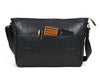 Savona Leather Messenger Bag - Raven Black - Aaron Leather Goods