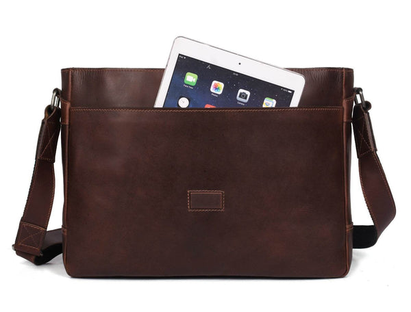 Villandry Leather Messenger Bag - Walnut Brown - Aaron Leather Goods