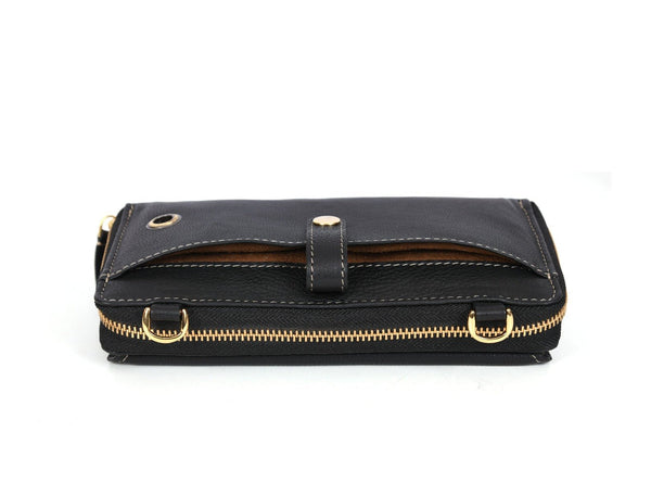 Memphis Hand Tooled Leather Clutch - Raven - Aaron Leather Goods Inc