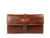 Mesa Hand Tooled Leather Clutch - Brown - Aaron Leather Goods Inc