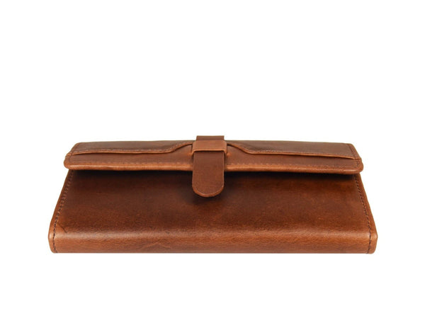 Mesa Hand Tooled Leather Clutch - Brown - Aaron Leather Goods Inc