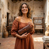 Mesa Hand Tooled Leather Clutch - Brown - Aaron Leather Goods Inc