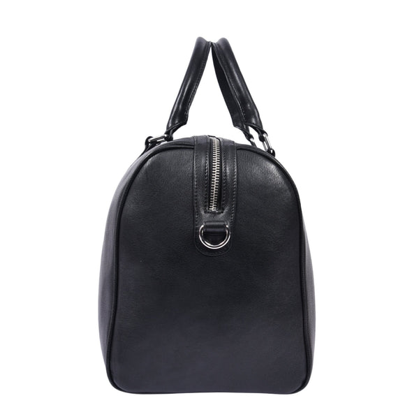 Minimalist Black Leather Weekender Duffle Bag - Aaron Leather Goods