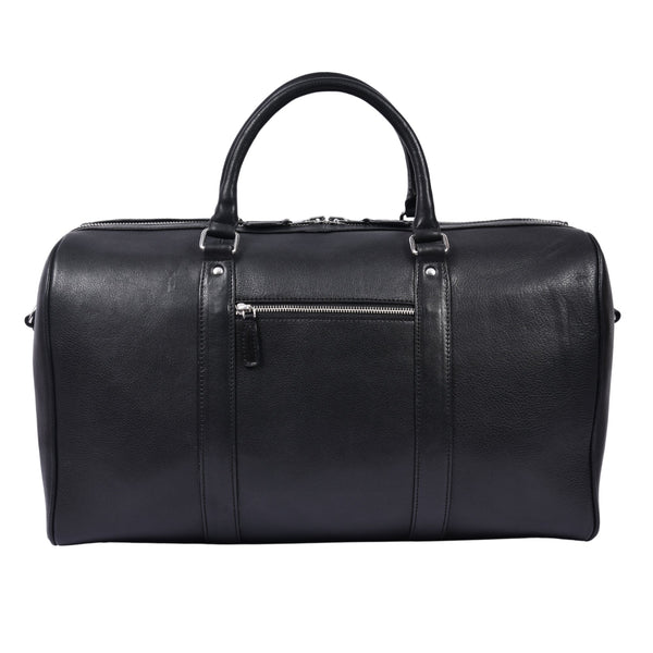 Minimalist Black Leather Weekender Duffle Bag - Aaron Leather Goods