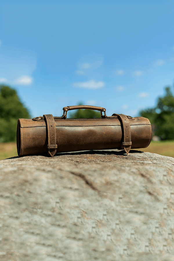 Tuscania Leather Knife Roll - Cedar - Aaron Leather Goods