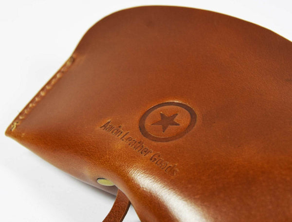Nantes Leather Eyewear Case - Caramel Brown - Aaron Leather Goods