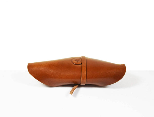 Nantes Leather Eyewear Case - Caramel Brown - Aaron Leather Goods