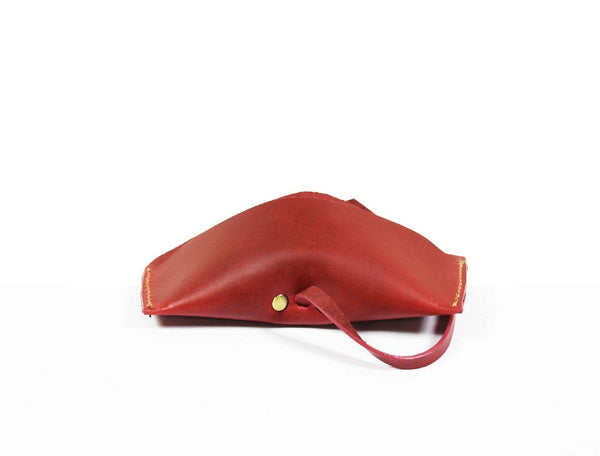 Nantes Leather Eyewear Case - Distressed Red - Aaron Leather Goods