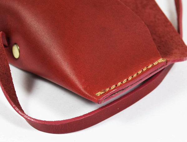 Nantes Leather Eyewear Case - Distressed Red - Aaron Leather Goods