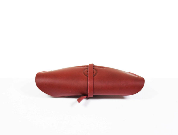 Nantes Leather Eyewear Case - Distressed Red - Aaron Leather Goods