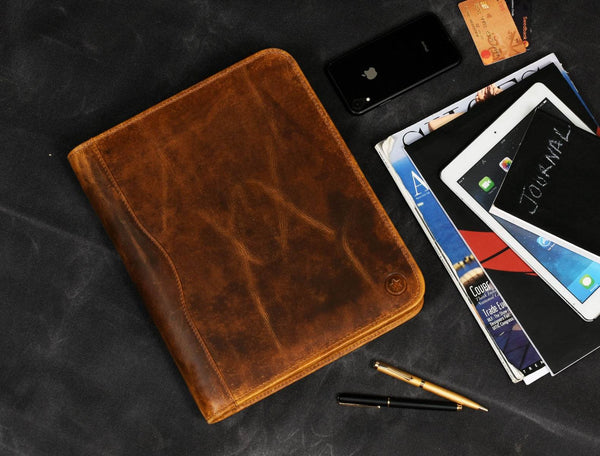 Asturias Leather Organizer - Caramel Brown - Aaron Leather Goods