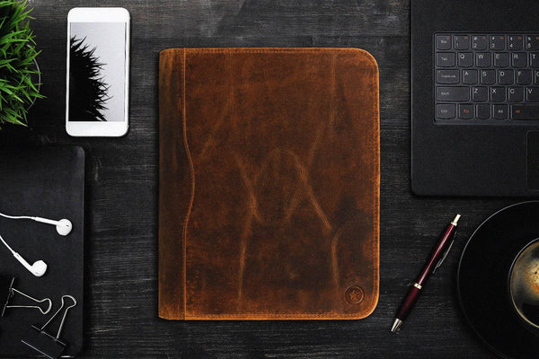 Asturias Leather Organizer - Caramel Brown - Aaron Leather Goods