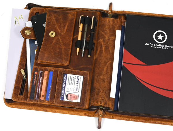 Asturias Leather Organizer - Caramel Brown - Aaron Leather Goods