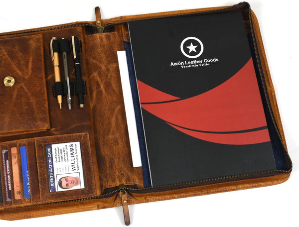 Asturias Leather Organizer - Caramel Brown - Aaron Leather Goods