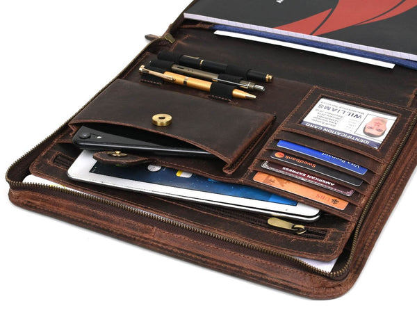 Asturias Leather Organizer - Walnut Brown - Aaron Leather Goods