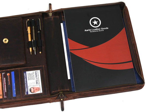 Asturias Leather Organizer - Walnut Brown - Aaron Leather Goods