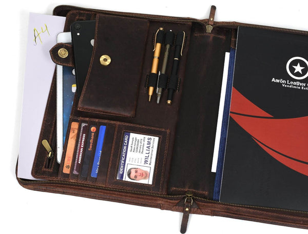 Asturias Leather Organizer - Walnut Brown - Aaron Leather Goods