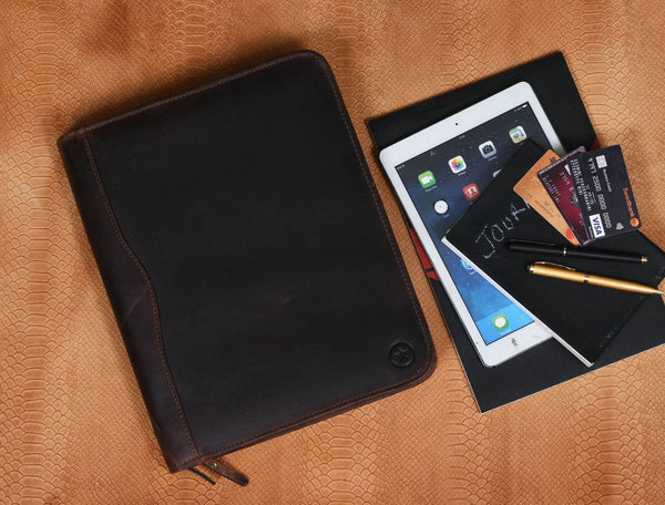 Asturias Leather Organizer - Walnut Brown - Aaron Leather Goods