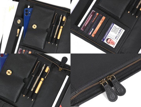 Austin Leather Organizer - Raven Black - Aaron Leather Goods