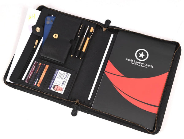 Austin Leather Organizer - Raven Black - Aaron Leather Goods