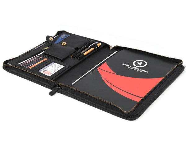 Austin Leather Organizer - Raven Black - Aaron Leather Goods