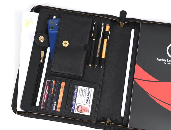 Austin Leather Organizer - Raven Black - Aaron Leather Goods