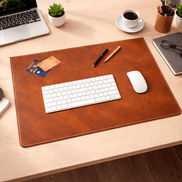 Olivia Leather Desk Mat - Caramel Brown - Aaron Leather Goods