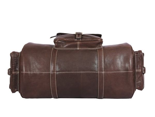 Pamplona Leather Duffle Bag - Coffee Brown - Aaron Leather Goods Inc