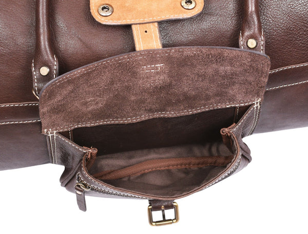 Pamplona Leather Duffle Bag - Coffee Brown - Aaron Leather Goods Inc