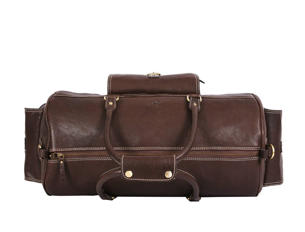 Pamplona Leather Duffle Bag - Coffee Brown - Aaron Leather Goods Inc