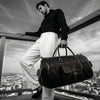 Pamplona Leather Duffle bag - Raven Black - Aaron Leather Goods Inc