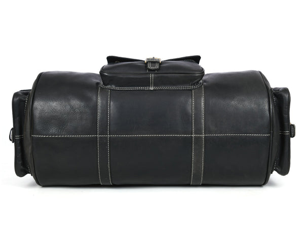 Pamplona Leather Duffle bag - Raven Black - Aaron Leather Goods Inc