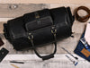 Pamplona Leather Duffle bag - Raven Black - Aaron Leather Goods Inc