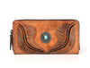 Paso Hand Tooled Leather Clutch - Caramel Brown - Aaron Leather Goods Inc
