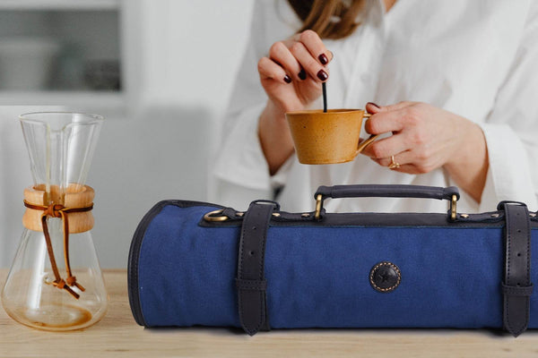 Malaga Canvas Knife Roll - Cobalt - Aaron Leather Goods