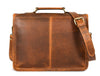 Ancona Leather Office Bag 15" - Caramel Brown - Aaron Leather Goods