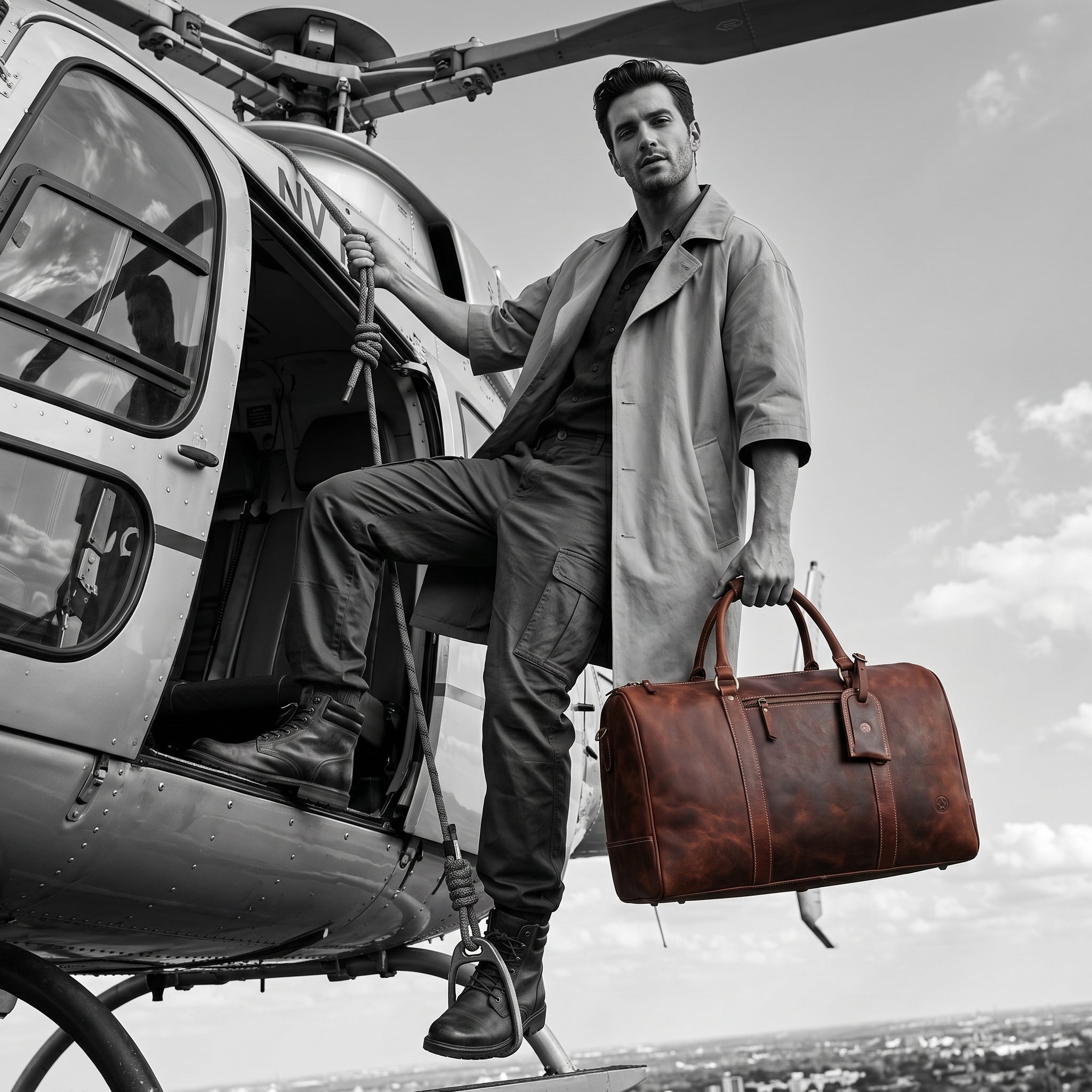 Premium Buffalo Leather Travel Weekender Bag