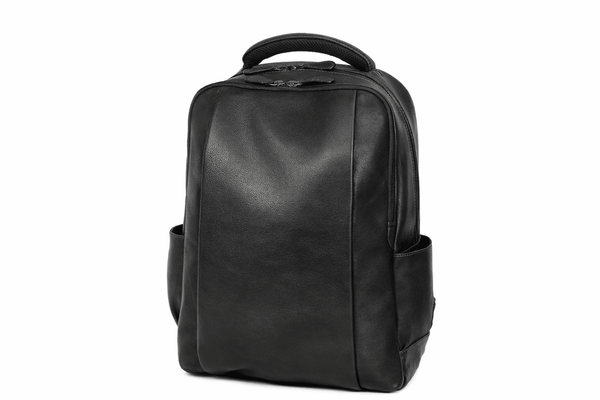 Premium Full - Grain Brown Leather Laptop Backpack – Black - Aaron Leather Goods Inc