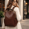 Premium Full - Grain Brown Leather Laptop Backpack – Stylish & Durable Travel Companion - Aaron Leather Goods