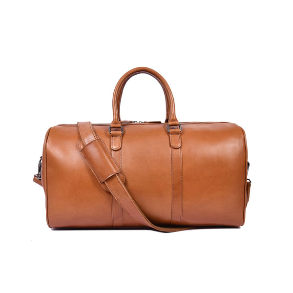 Premium Full Grain Leather Travel Duffle Bag with Shoulder Strap - Aaron Leather Goods