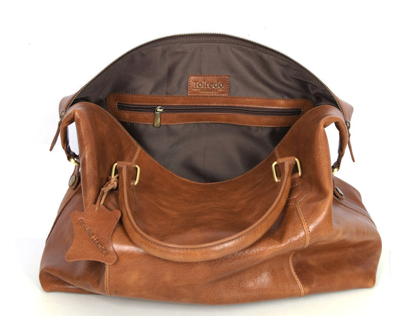 Premium Full-Grain Leather Weekender Duffel Bag for Travel & Business | 22 Inch - Aaron Leather Goods Inc
