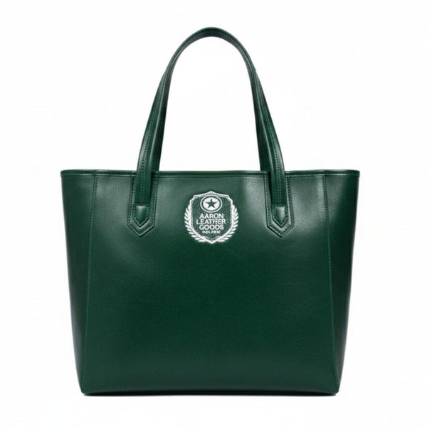 Premium Green Leather Tote Bag for Women - Aaron Leather Goods